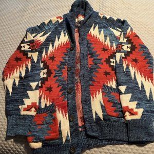 L.O.G.G. Southwestern Print Button-Down Cardigan Sweater - Size S